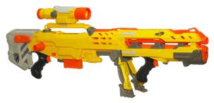 Das beliebteste Nerf Scharfschützengewehr ist die Longshot in gelb und orange.
